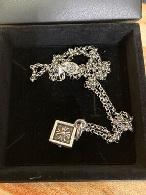 Silver Floral Square Pendant Necklace - Women Jewelry